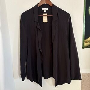 NWT Coldwater Creek Classic Black Silk Open Front Blazer Cardigan Womens Size 10